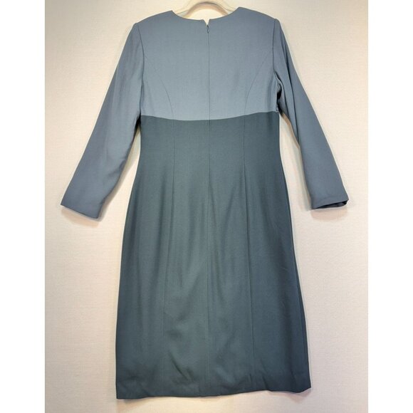 Kasper A.S.L. Women's Long Sleeve Dress Size 12 Blue Floral Embroidery - Picture 5 of 7